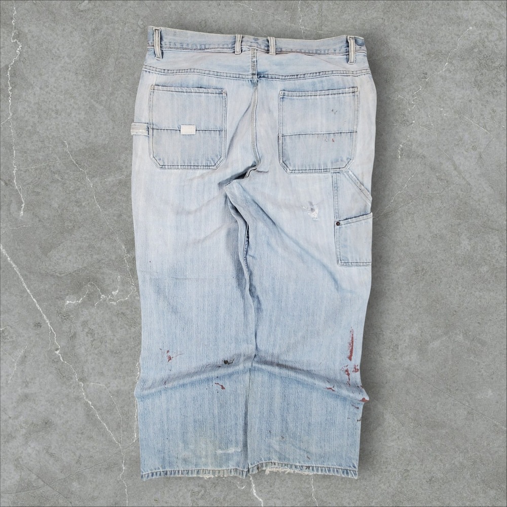 Old Navy Painter Jeans Mens 38x32 Light Wash Distressed Carpenter Workwear Baggy
